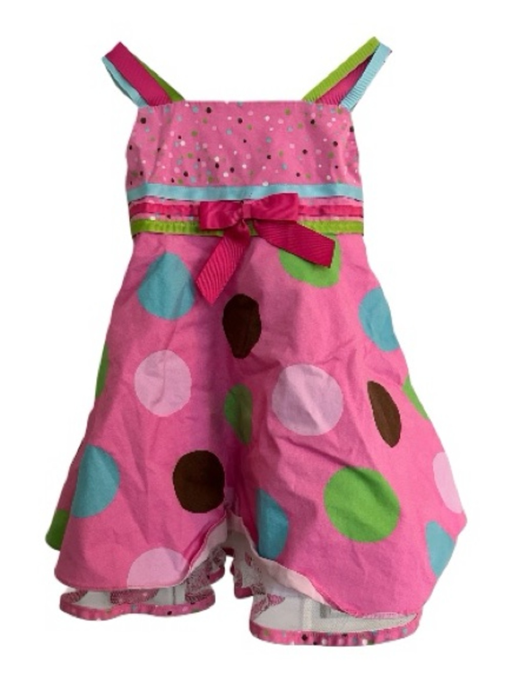 Rare Editions Pink Polka Dot Party Dress 12M